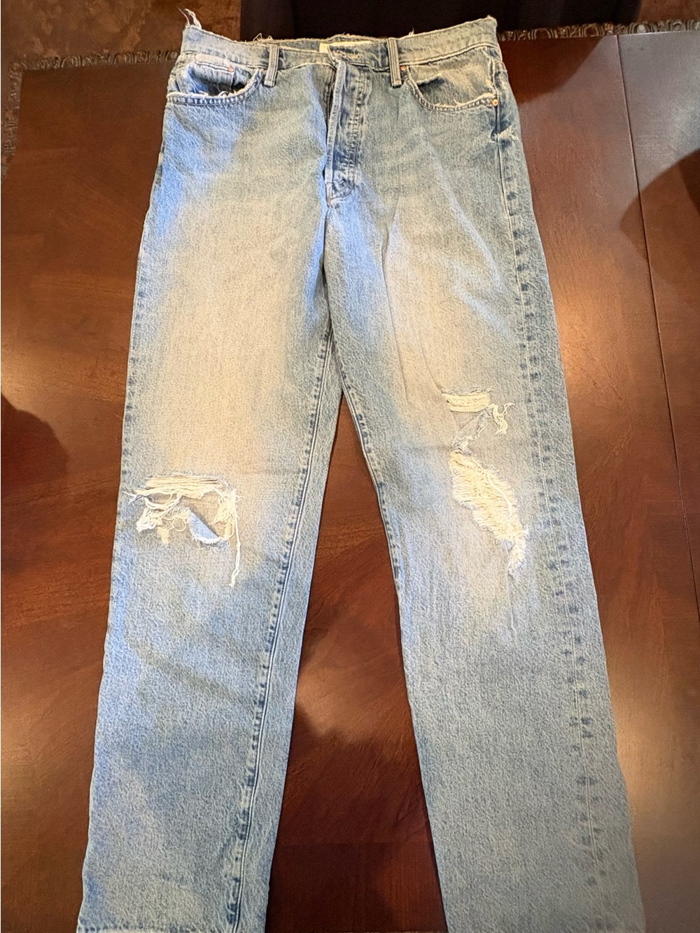 MOTHER Light Blue Distressed Boyfriend Jeans